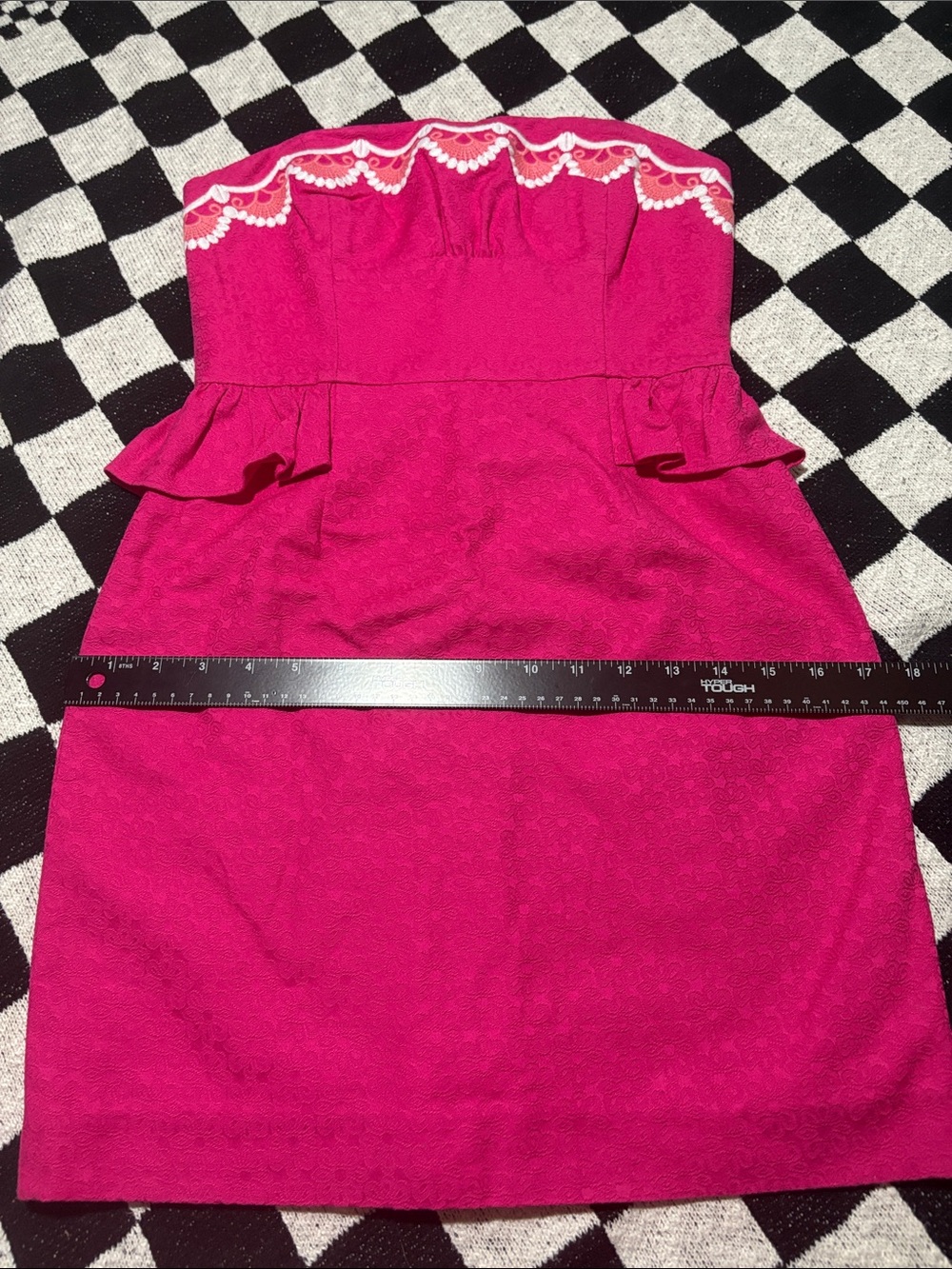 Lilly Pulitzer Azalea Pink "Maybell" Scalloped Embroidered Jacquard Mini Dress - Picture 12 of 13
